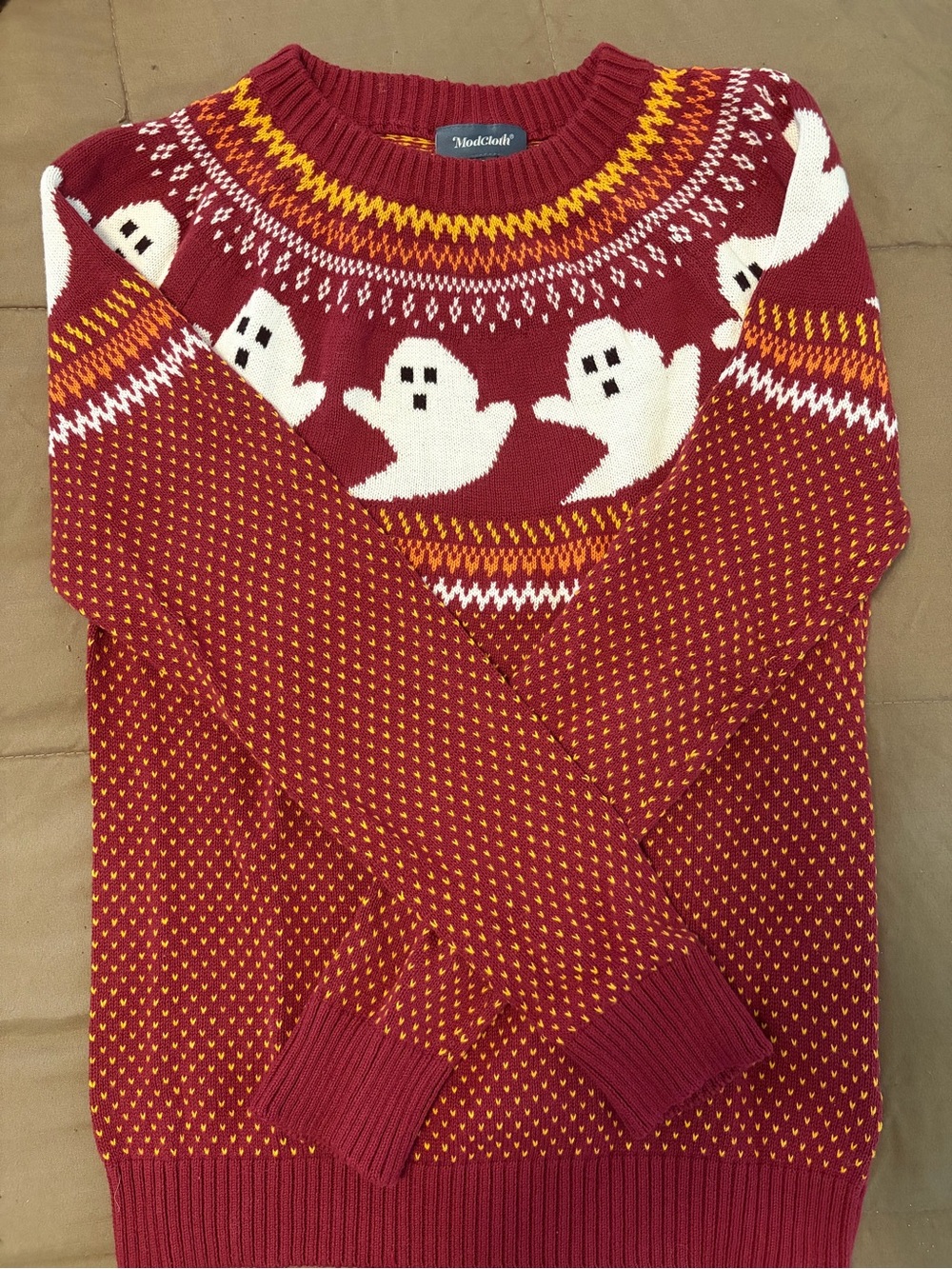 👻 Modcloth You've Been Ghosted Fair Isle Sweater ✨ never worn! 🧡 - Picture 5 of 7